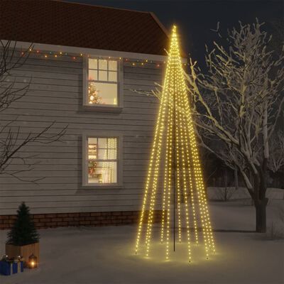vidaXL Brad de Crăciun cu țăruș, 732 LED-uri, alb cald, 500 cm