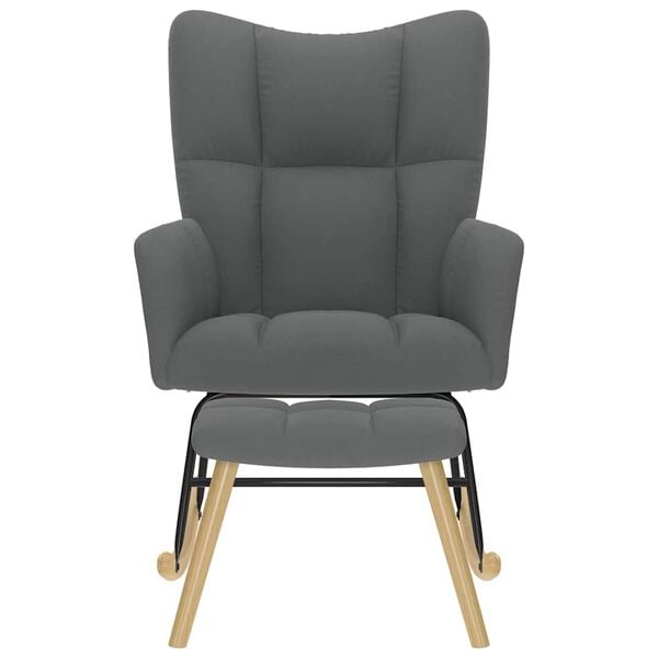 vidaXL Scaun balansoar cu taburet, gri &icirc;nchis, textil