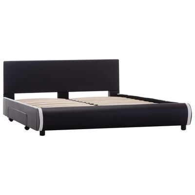 vidaXL Cadru pat cu sertare, negru, 120 x 200 cm, piele ecologică
