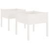 vidaXL Jardiniere de grădină, 2 buc., alb, 70x70x70 cm, lemn masiv pin