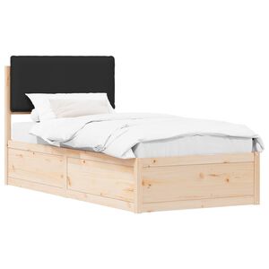vidaXL Cadru de pat cu tăblie tapițată cu headboard Negru 90 x 200 cm