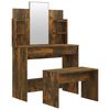 vidaXL Set cu masă de toaletă, stejar fumuriu, 96x40x142 cm