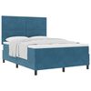 vidaXL Pat cu arcuri cu headboard Albastru &icirc;nchis 140 x 190 cm Catifea