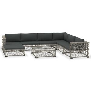 vidaXL Set mobilier de grădină cu perne, 8 piese, gri, poliratan