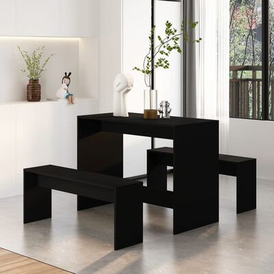 vidaXL Set mobilier de bucătărie, 3 piese, negru, PAL