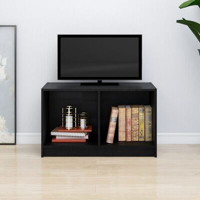 vidaXL Comodă TV, negru, 70x33x42 cm, lemn masiv de pin
