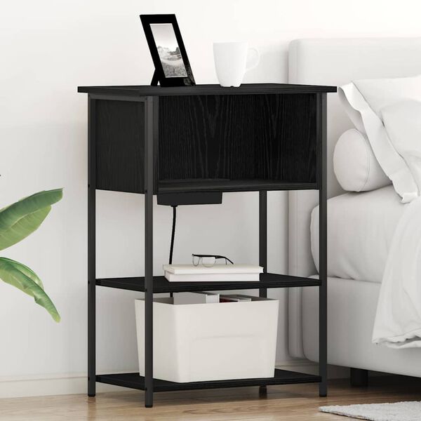 vidaXL Dulap de noapte Stejar Negru 55 x 31 x 76 cm Lemn compozit