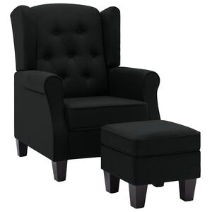 vidaXL Fotoliu cu taburet pentru picioare, negru, material textil