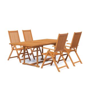 vidaXL Set mobilier de grădină, 5 piese, lemn masiv de acacia, 150-200 cm