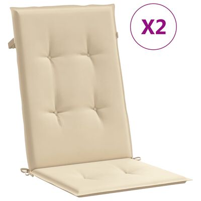 vidaXL Perne scaun spătar înalt, 2 buc., bej, 120x50x3 cm, textil