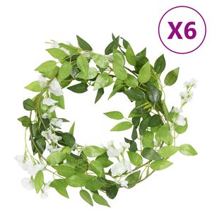 vidaXL Ghirlande de flori, 6 buc., alb, 200 cm