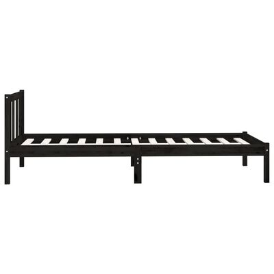 vidaXL Cadru de pat mic single, negru, 75x190 cm, lemn masiv de pin