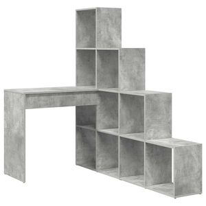 vidaXL Birou de colț cu raft Gri din beton 101,5 x 149,5 x 149,5 cm
