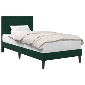 vidaXL Cadru de pat cu headboard Verde &icirc;nchis 90 x 200 cm Catifea