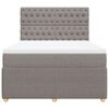 vidaXL Pat box spring cu saltea, gri taupe, 140x200 cm, textil