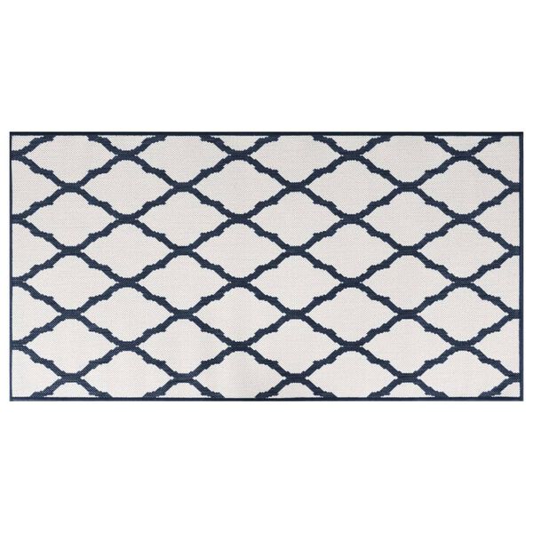 vidaXL Covor de exterior, bleumarin/alb, 80x150 cm, design reversibil
