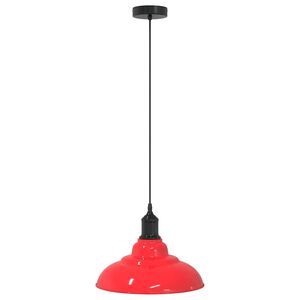 vidaXL Lampă suspendată reglabilă pe &icirc;nălțime E27 roșu lucios metal