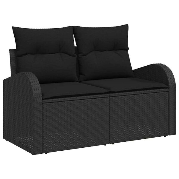 vidaXL Set de canapele pentru grădină cu pernă 9 pcs Negru Rattan poli
