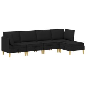 vidaXL Set de canapea modulară cu spațiu de stocare 5 buc. Negru