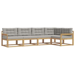 vidaXL Set de canapele de exterior 4 pcs Alb și gri deschis Poliester