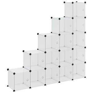 vidaXL Organizator cub de depozitare cu 15 cuburi și uși, PP transparent