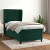 vidaXL Pat box spring cu saltea, verde &icirc;nchis, 90x200 cm, catifea