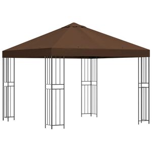 vidaXL Foișor 3 x 3 m Maro Poliester și oțel 190 gsm
