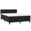 vidaXL Pat box spring cu saltea, negru, 160x210 cm, catifea