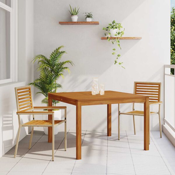 vidaXL Set de masă pentru grădină 3 pcs Bej Rattan poli