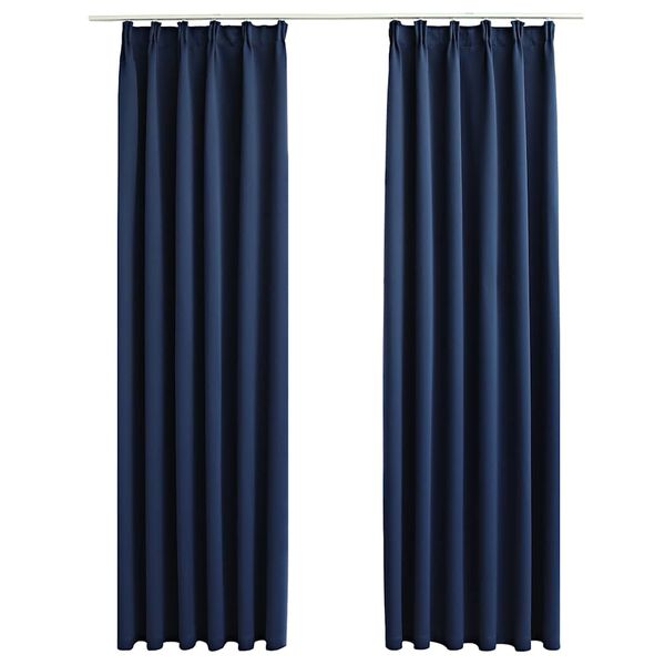 vidaXL Draperii opace cu cârlige, 2 buc., albastru, 140 x 245 cm