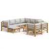 vidaXL Set mobilier de grădină cu perne gri deschis, 10 piese, bambus