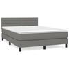 vidaXL Pat box spring cu saltea, gri &icirc;nchis, 140x200 cm, textil