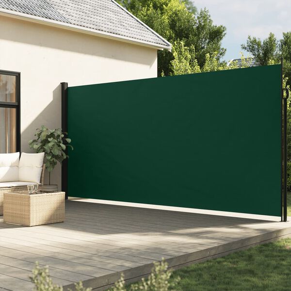vidaXL Copertină laterală retractabilă, verde &icirc;nchis, 220x600 cm
