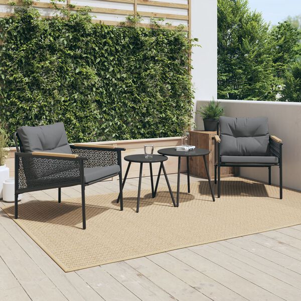 vidaXL Set mobilier de balcon, 4 piese, cu perne, negru, oțel