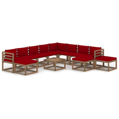 vidaXL Set mobilier de grădină cu perne roșu vin, 12 piese