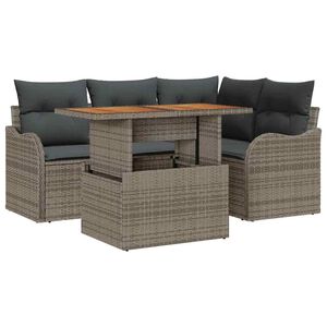 vidaXL Set de canapele pentru grădină 5 buc. Gri Rattan poli