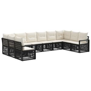 vidaXL Set de canapele pentru grădină 10 pcs Negru poliratan