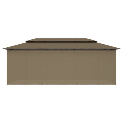 vidaXL Pavilion cu perdele, gri taupe, 600 x 298 x 270 cm, 180 g/m²