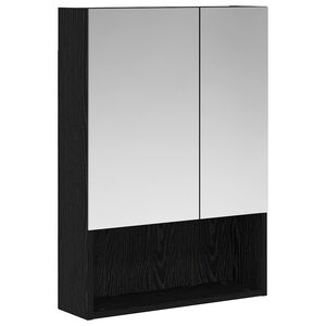 vidaXL Dulap cu oglindă pentru baie Stejar Negru 50 x 14,5 x 70 cm