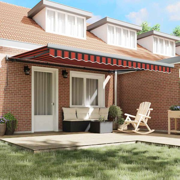 vidaXL Cortina Retractabilă Roșu și Negru 450 &times; 300 cm Stofă și Metal
