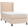 vidaXL Pat box spring cu saltea, cappuccino, 100x200cm piele ecologică