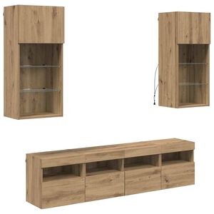 vidaXL Unități TV de perete cu LED 5 pcs Stejar Artizanal