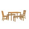 vidaXL Set de dining 5 buc. Bej Lemn de stejar masiv