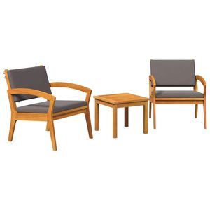 vidaXL Set bistro cu pernă 3 pcs Maro Poliester