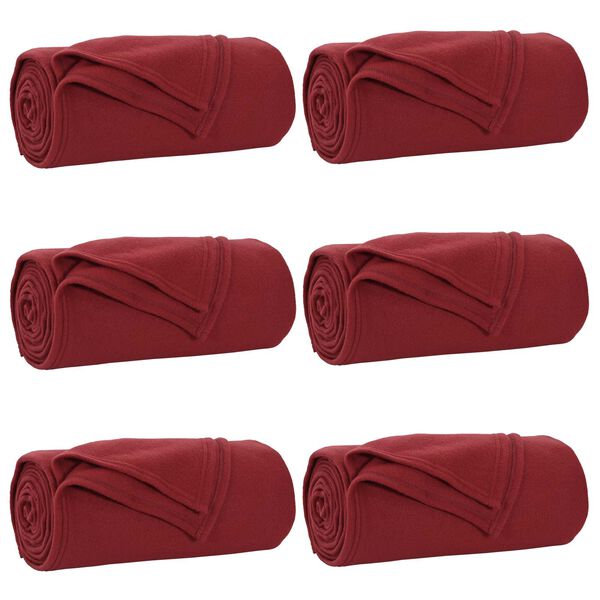 vidaXL Pături de aruncat 6 pcs Roșu Bordeaux 240 x 220 cm Molton