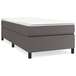 vidaXL Pat box spring cu saltea, gri, 80x200 cm, piele ecologică