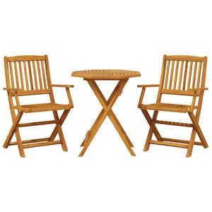 vidaXL Set de bistro pliabil, 3 piese, lemn masiv de acacia