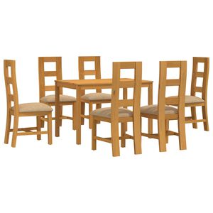 vidaXL Set de dining 7 buc. Bej Lemn de stejar masiv