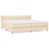 vidaXL Pat box spring cu saltea, crem, 200x200 cm, textil