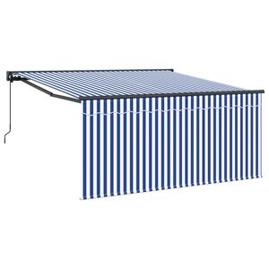 vidaXL Copertină retractabilă Albastru și Alb 350 x 250 cm